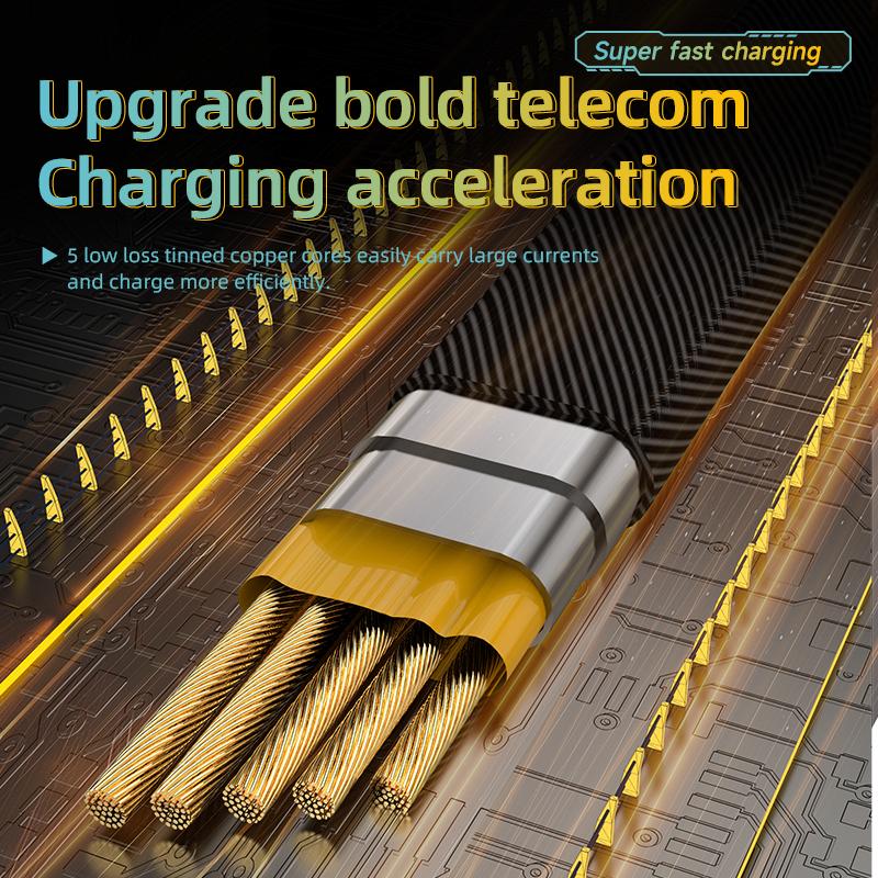 VAORLO 4 в 1 USB/Type-C к Type-C/8-контактный зарядный кабель 65 Вт Super Charge — фото 6