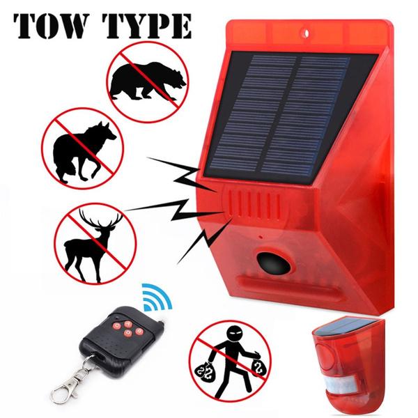 Lampe d'alarme solaire, Télécommande, Alarme de sécurité, Alarme à détecteur de mouvement, Sirène PIR, Détecteur de mouvement, Détecteur pour jardin extérieur de maison