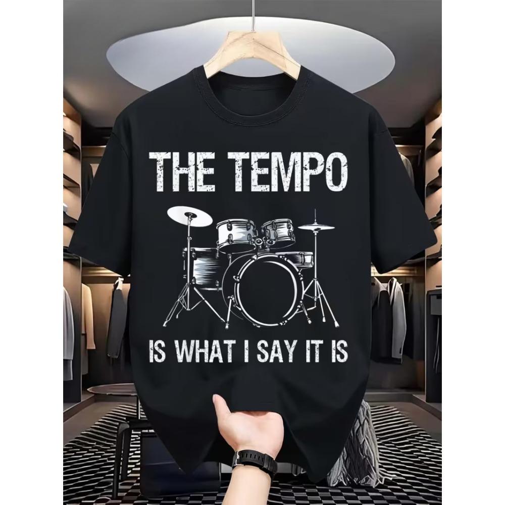 Damen Vintage Schlagzeuger Geschenk Das Tempo ist, was ich sage, dass es ist Trommel Grafik Buchstabendruck T-Shirt Herren Oversize Oberteil