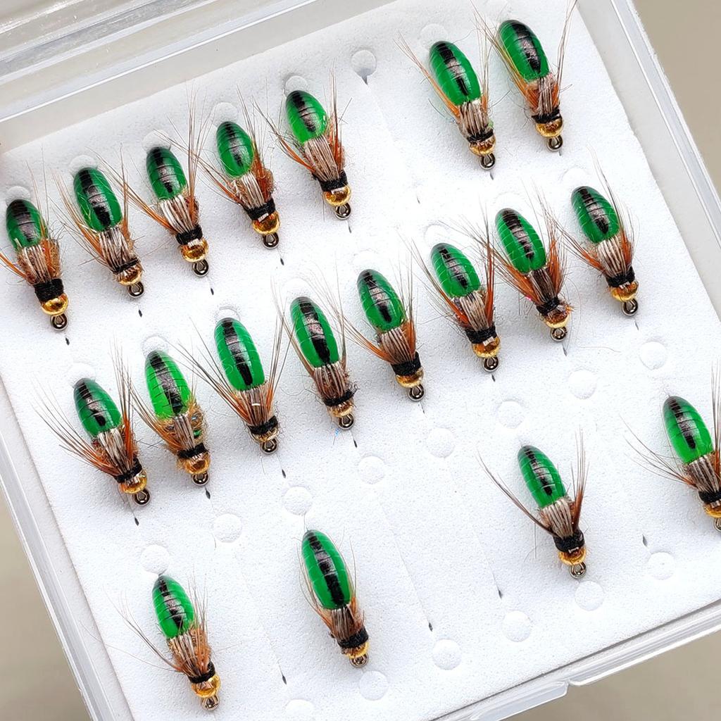 Fly Fishing Flies 21Pcs Artificial Dry Flies Nymph Bait for Fishing Trout/Perch/Salmon Fishing Lure Artificial Fishing Bait (with Flies Box)