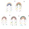 Five Strands Rainbow Clouds Hanging Decoration Hand-woven Colorful Pom Pom Felt Ball Tassel Wall/Window Hanging Decoration Craft