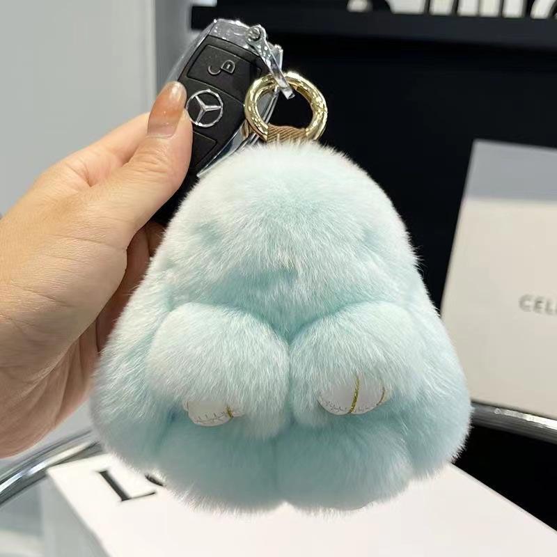 Rex Rabbit Fur Bunny Pendant Ornament Keychain and Luggage Accessory