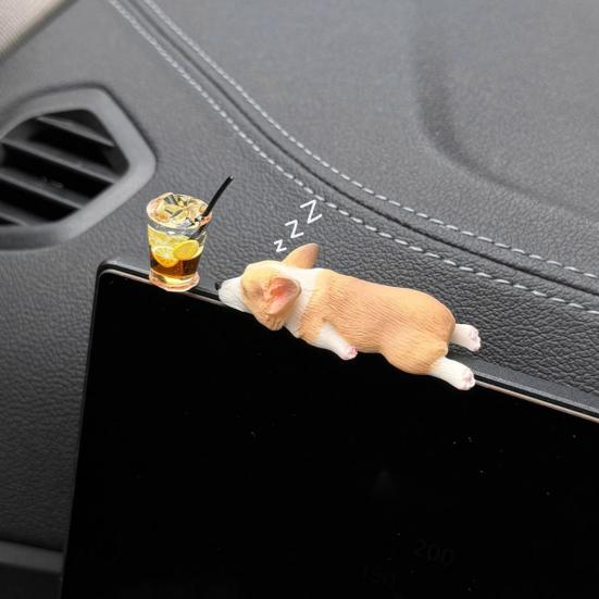 Ozdoba do auta Corgi Roztomilý Mini Spící Corgi Dekorace do auta Ozdoba na středovou konzoli Dárek pro milovníky aut a domácích mazlíčků