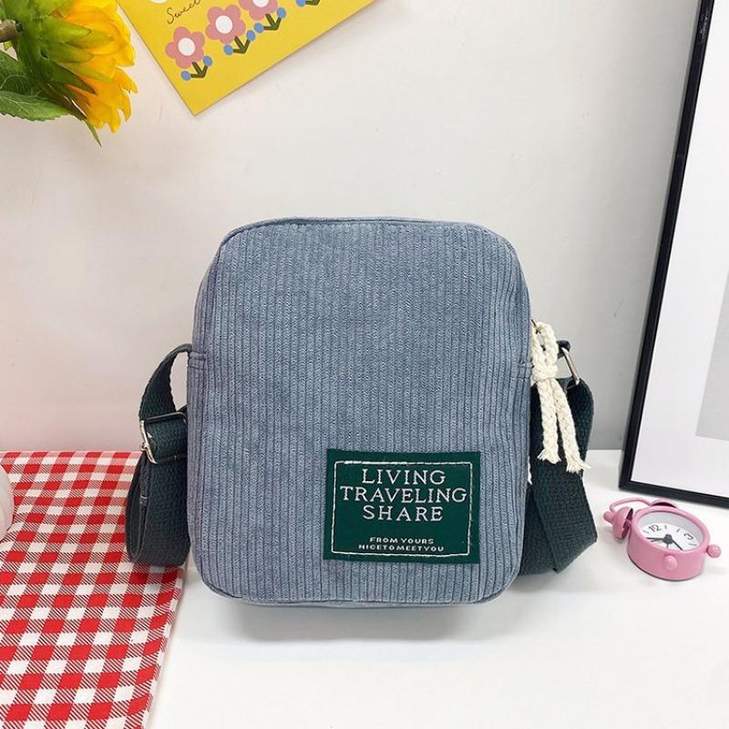 New retro versatile corduroy women's bag corduroy cloth bag striped shoulder messenger bag
