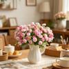Silk Artificial Flowers Tea Buds Festival Wedding Bridal Bouquet Wreath Home Room Dining Table Vase Garden Arch Decora DIY Gifts