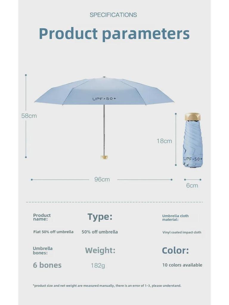 Sluneční a deštníkový 5-skládací mini kompaktní deštník s UV ochranou – Slunečník a přenosný kapesní deštník