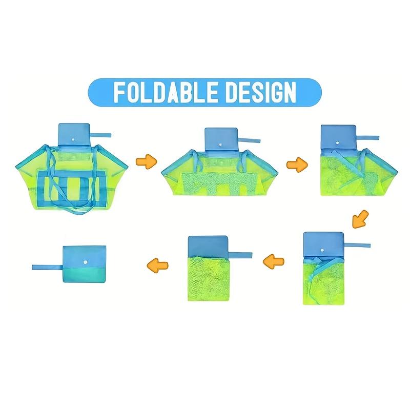 Large Capacity Foldable Beach Travel Bag, Mesh Quick Drain Sand Proof, Lightweight Multipurpose Storage for Camping