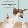 USB Rechargeable Cat Toy with Bird Sounds and Flapping Wings - Boredom Relief Teaser with Elastic Rope