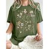 T-shirt da Donna con Stampa di Bellissimi Grappoli di Fiori Estate Oversize Manica Corta Girocollo Magliette in Cotone Y2K Top Sportivi Donna