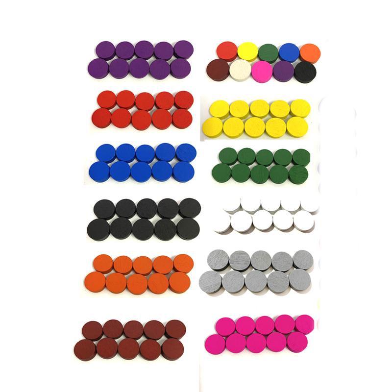 100Pcs Game Token 10*5Mm Disc Wooden Game Pieces Pawnchess Boardgameeducational Games Accessories 8 Colors