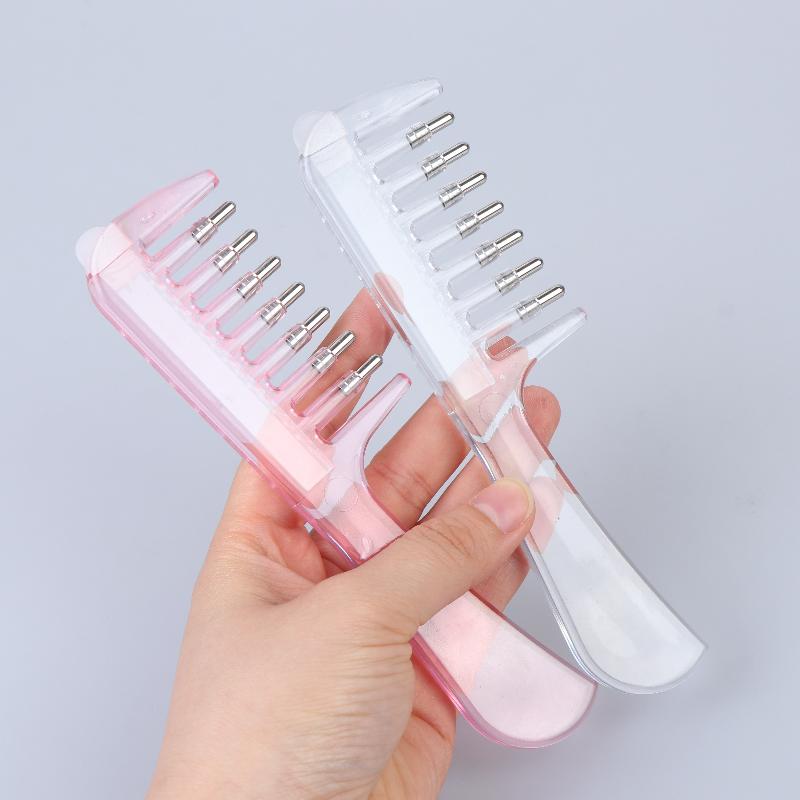 Unisex Essential Oil Applicator Massage Comb Built In Liquid Reservoir Rolling Metal Teeth For Hair Growth Beard Care