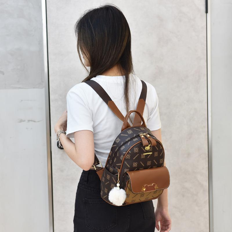 Chic Vintage Printed Ladies' Backpack  Delicate Bag  Soft Texture  Versatile Shopping  Fashion