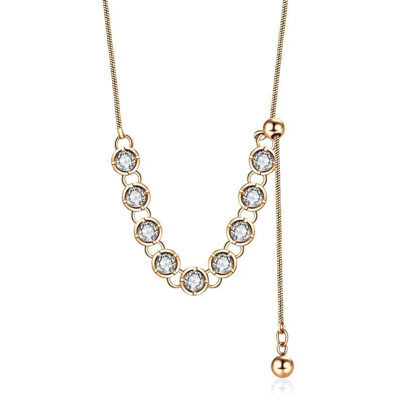 Inspired Ins Unique Titanium Steel Necklace With Dazzling Zircon Detail For Womens Fashion