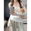 Bright Age-reducing Collar Lace Splicing Slim Long-sleeved Knitted Sweater Women's Autumn and Winter New Design Sweater Inside