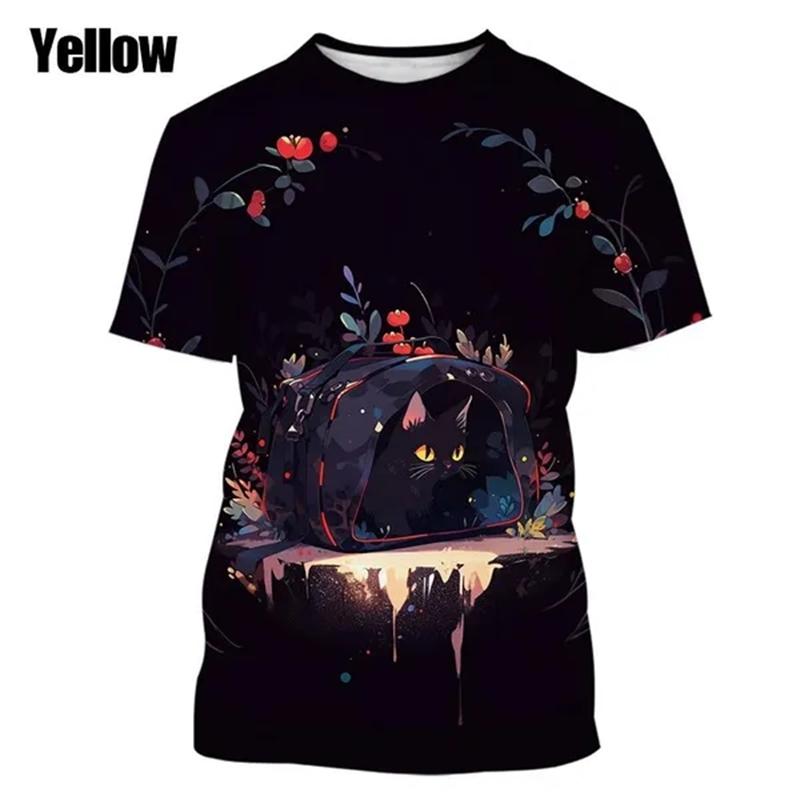 New Fashion Cute Animal 3D Printed Cat T-Shirt Casual Street Summer Short Sleeve O Neck Streetwear Baggy Tops Men Women Tees