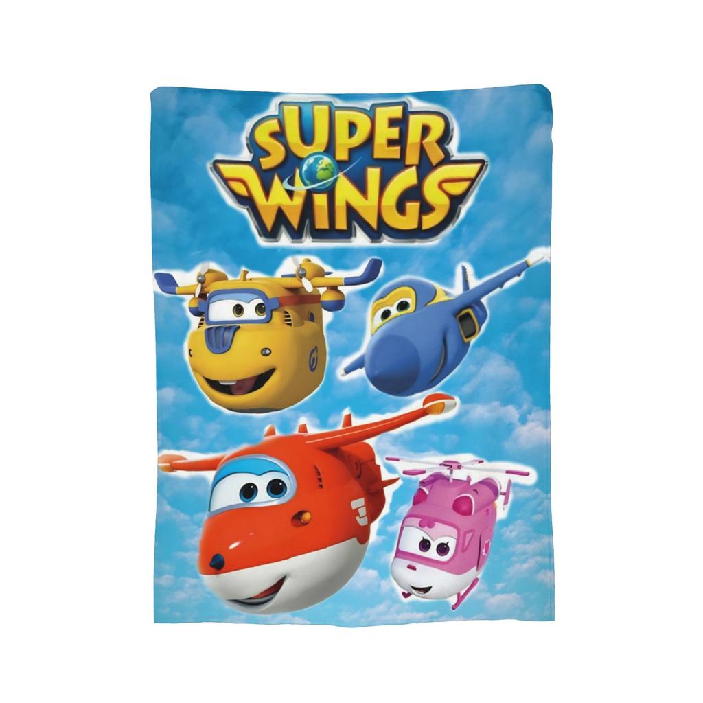 Super Wings Cartoon Flannel Blanket Car Robot Funny Throw Blanket for Sofa Bedding Lounge 150*125cm Rug Piece,