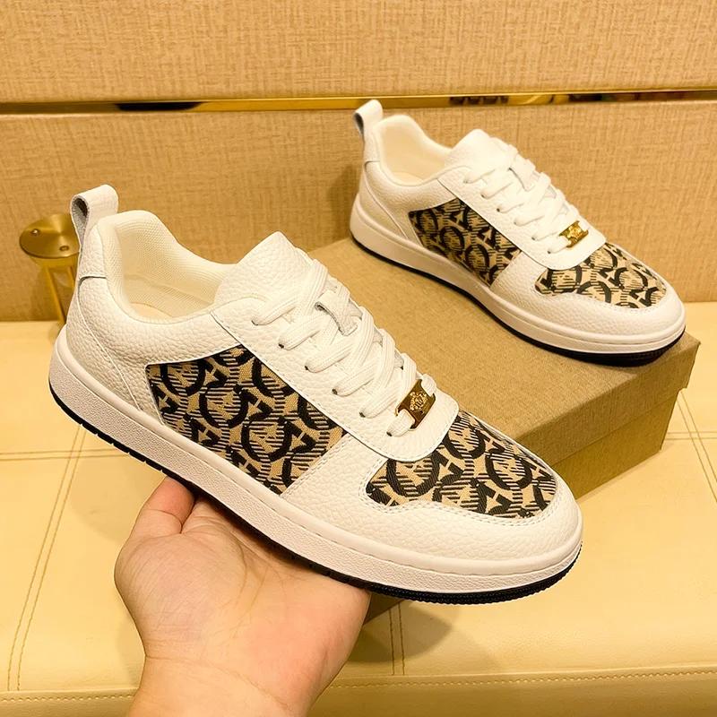 2025 Sommer Neue Herrenschuhe Herren Freizeitschuhe Luxus Board Schuhe Mode Leder Rindsleder Atmungsaktiv