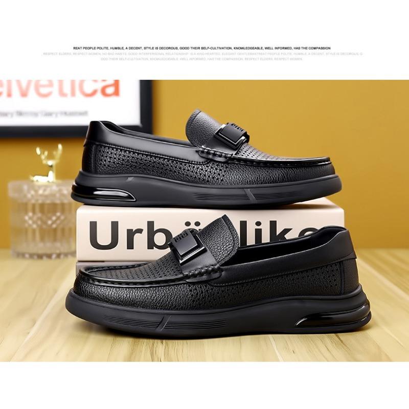 Fashion Summer Designer New Hollow Leather Platform Men's Loafers Fashion Soft Sole Casual Business Man Dress Shoes Sapatos Para Hombre
