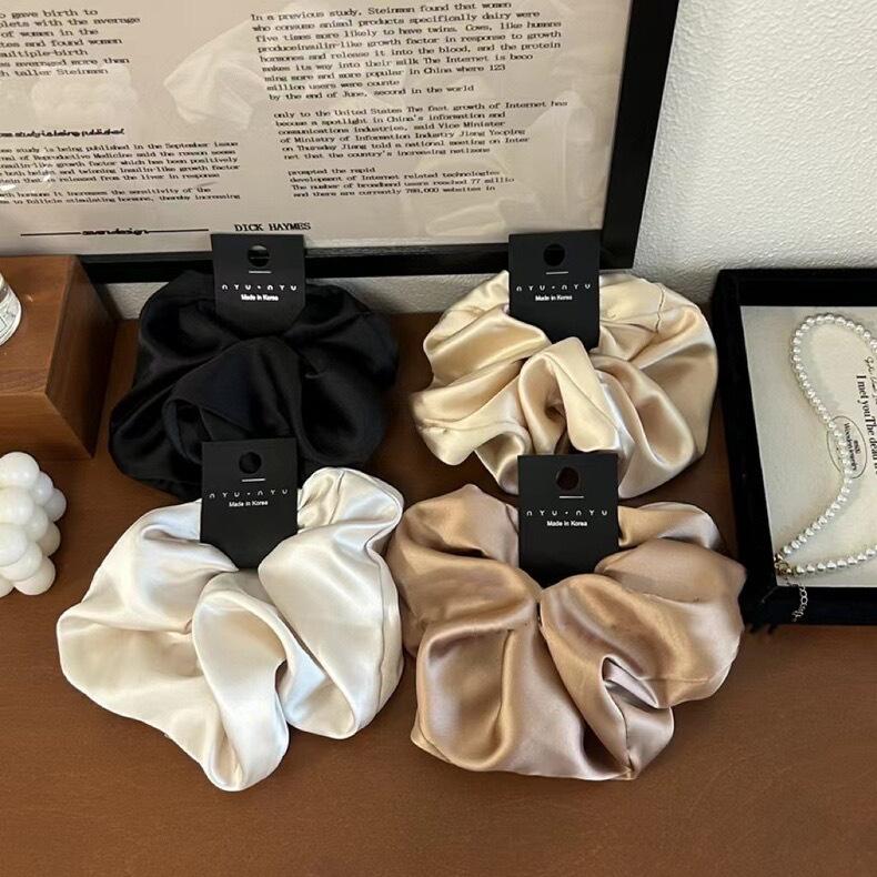 12cm Übergroße Scrunchies Gummi Haargummis Elastische Haarbänder Mädchen Pferdeschwanz Frisur Glatte Satin Haarringe Damen Accessoires