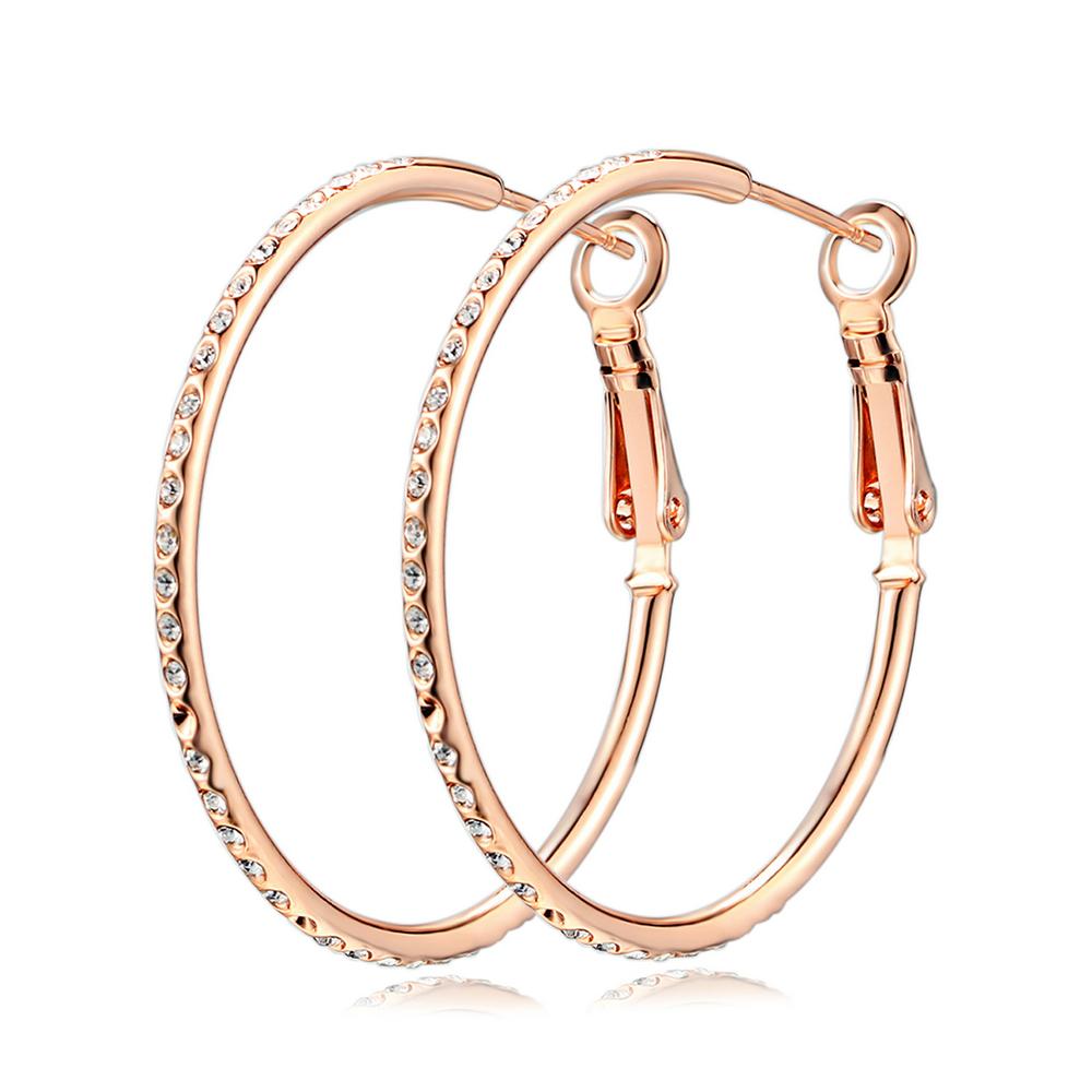 

Classic Big Ruond Crystal Rose Gold Color hoop Earrings for women Austrian Crystal Top Quality ZYE307