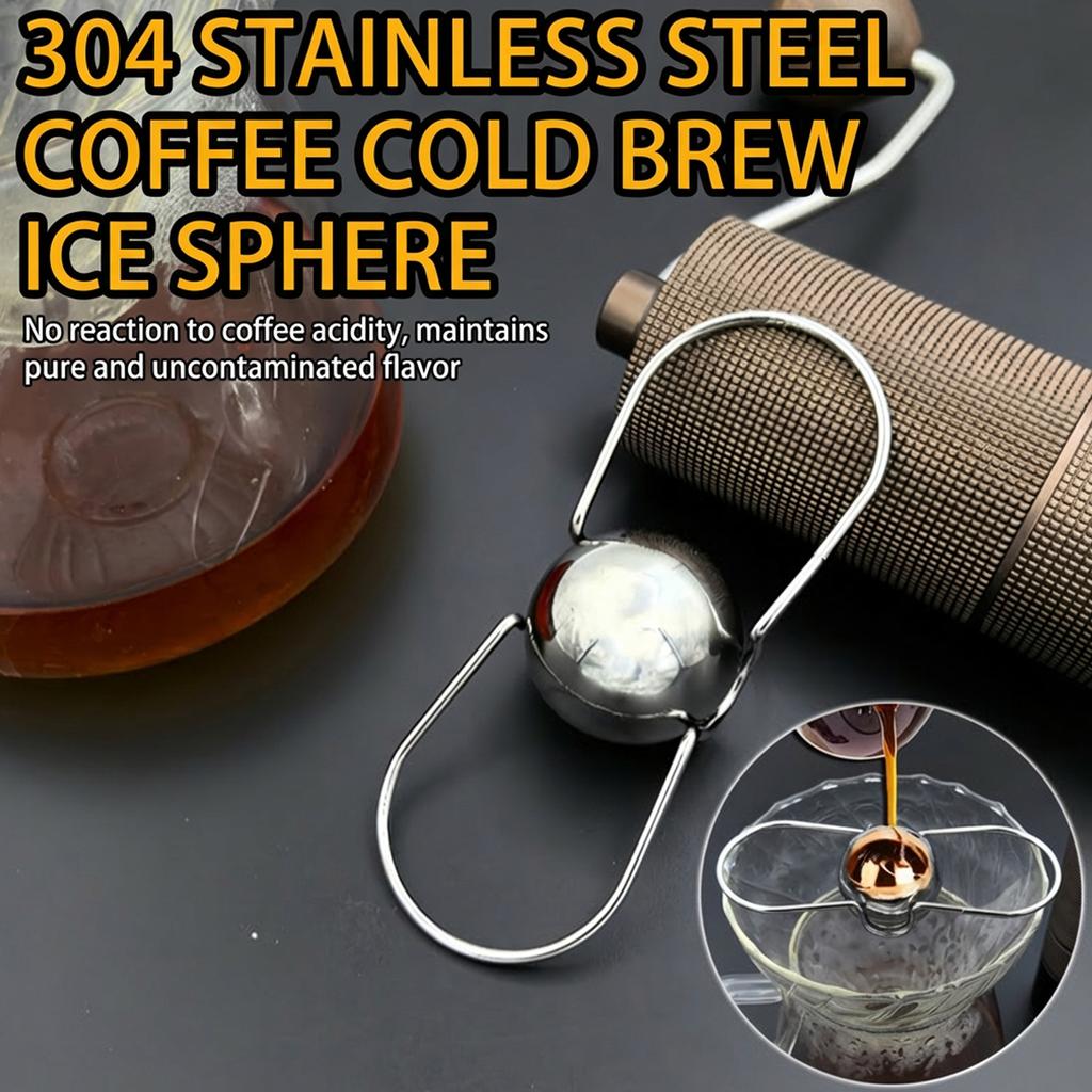 Espresso Cooling Ball with Holder Stainless Steel Coffee Cold Brew Ice Ball Espresso Accessories Extract Brew Chilling Tool