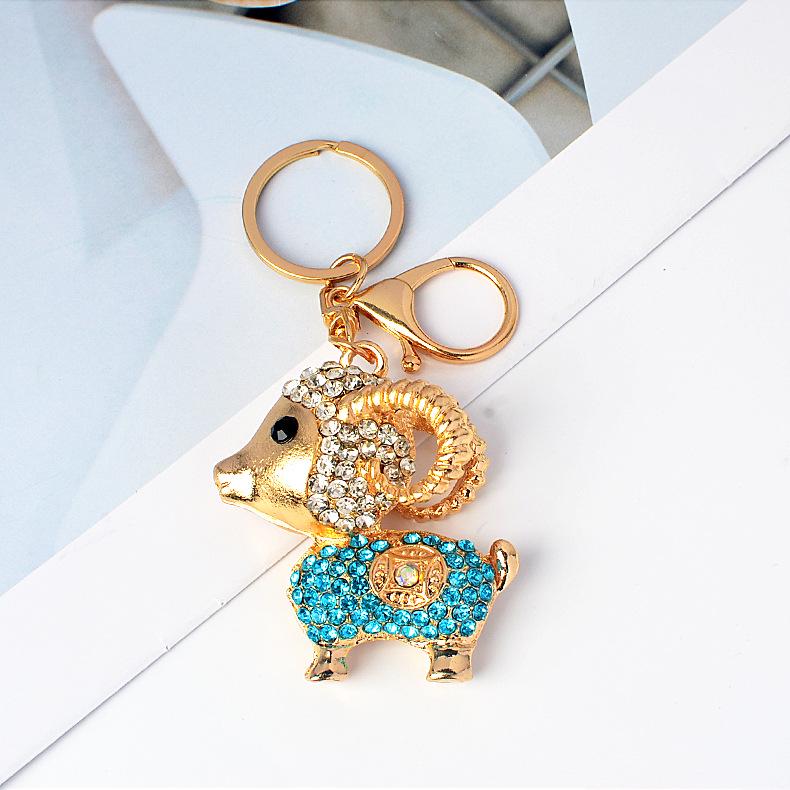 2027 Year of the Sheep Rhinestone Keychain: Chinese Style Sheep Pendant for Women's Bags