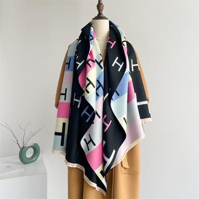 Colorful Letter Scarf Women's Autumn and Winter New Thickened Double-sided Color Imitation Cashmere High-end Versatile Warm Shawl