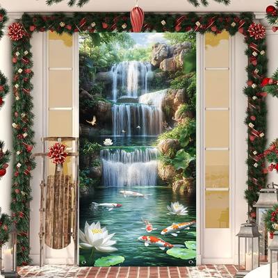 3D Door Decoration Stickers Modern Black Landscape Lines Flowers Wallpaper For Living Room Home Decor Bedroom Art Decals