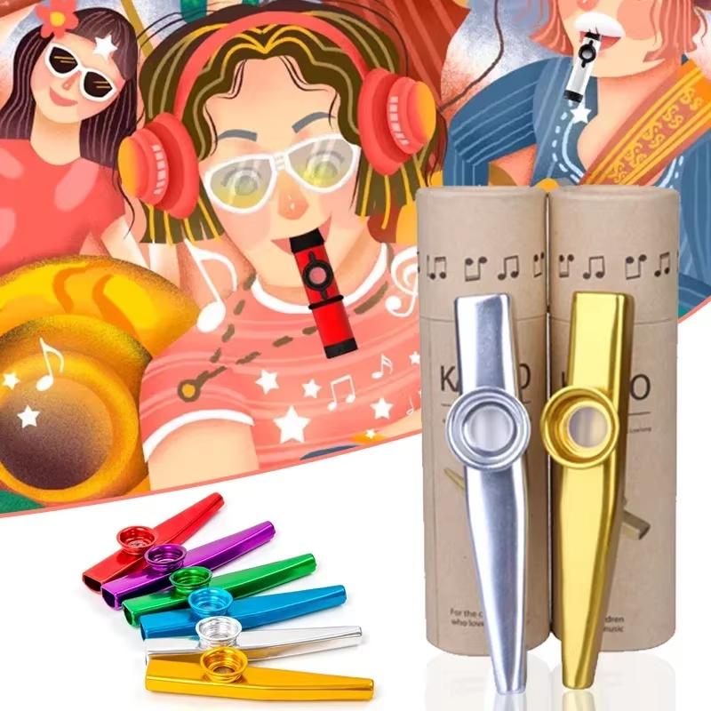 Metal Kazoos Lightweight Kazoo W/ Case Flute Lightweight Harmonica Mouth Flute For Guitar Instrument Ukulele Lovers Instrument