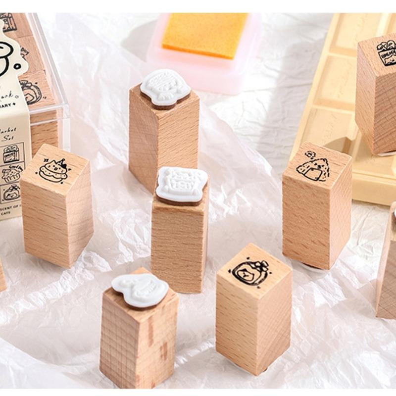 Cartoon Wood Rubber Stamp Lovely Cats Stamp Decorative Stamp Animal Stamp for Card Making