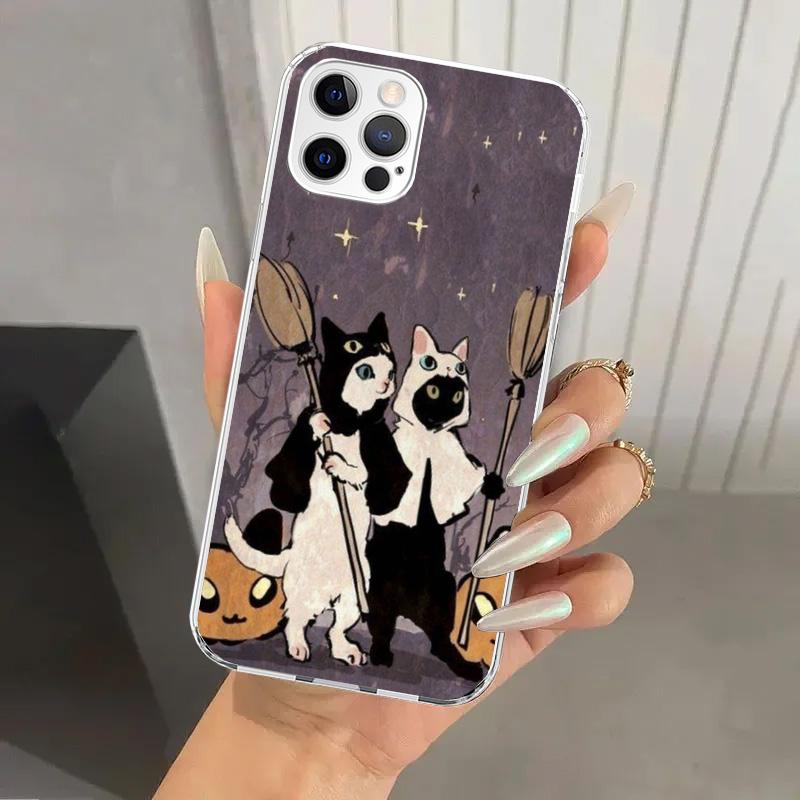 Black Cat Cartoon Cute Phone Case for Iphone 17 Air 16 15 Plus 14 13 Mini 12 11 Pro Max 16E 7 8 SE 2020 Soft Funda Print Shell 1