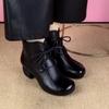 2025 popular Martin boots women's autumn and winter new mid-heel leather boots comfortable single boots middle-aged mother soft leather cotton boots