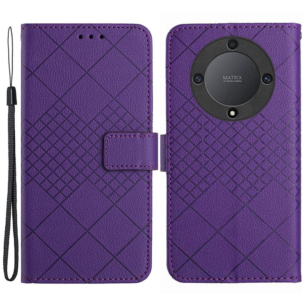 HT06 For Honor X9b 5G/Magic6 Lite 5G Case Litchi Texture Scratch-resistant PU Leather Stand Phone Cover