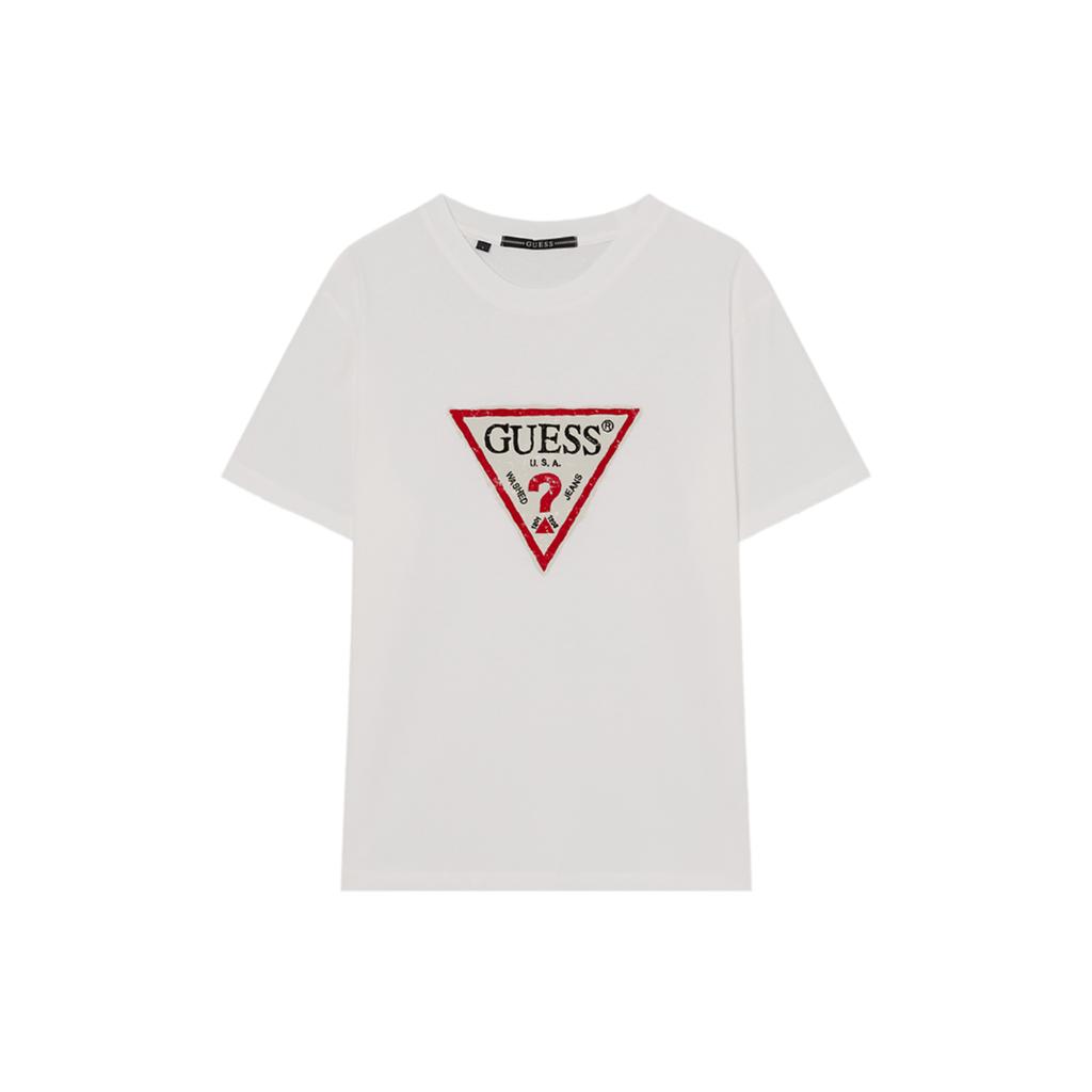 GUESS Hyunjin 26 Fall Vintage Crack Triangle T-Shirt MQ3K1483