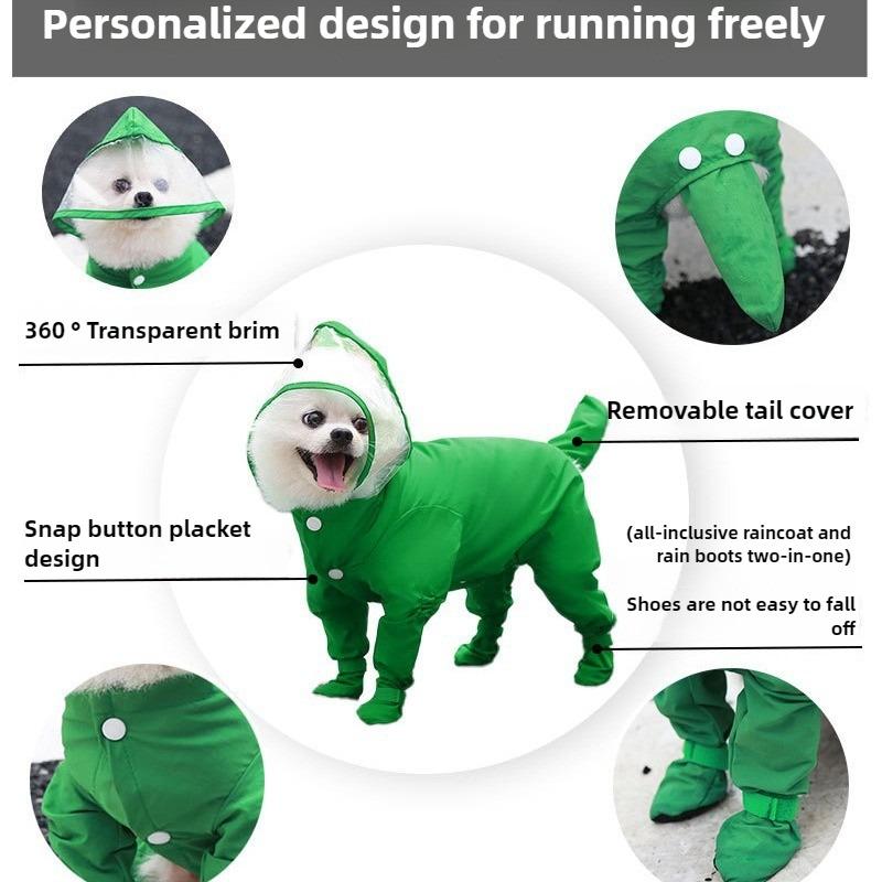 All-inclusive Pet Cat Dog Four-legged Raincoat Rain Shoes Teddy Bear French Bulldog Outdoor Dog One-piece Raincoat Waterproof Supplies