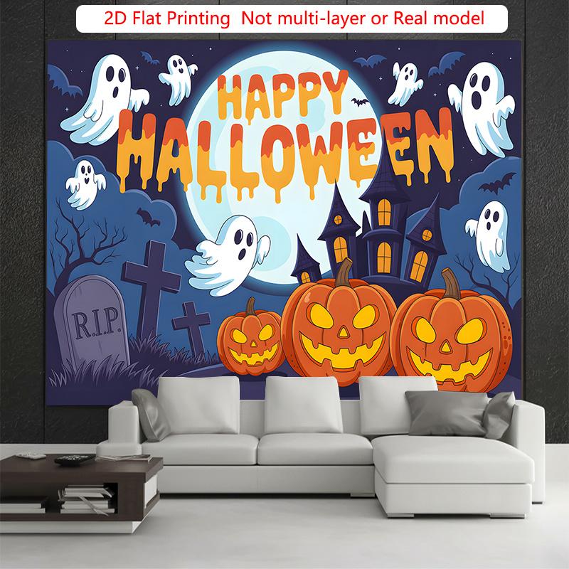 Party Backdrop Halloween Flat Spooky Ghosts Event Photo Background Party Decor
