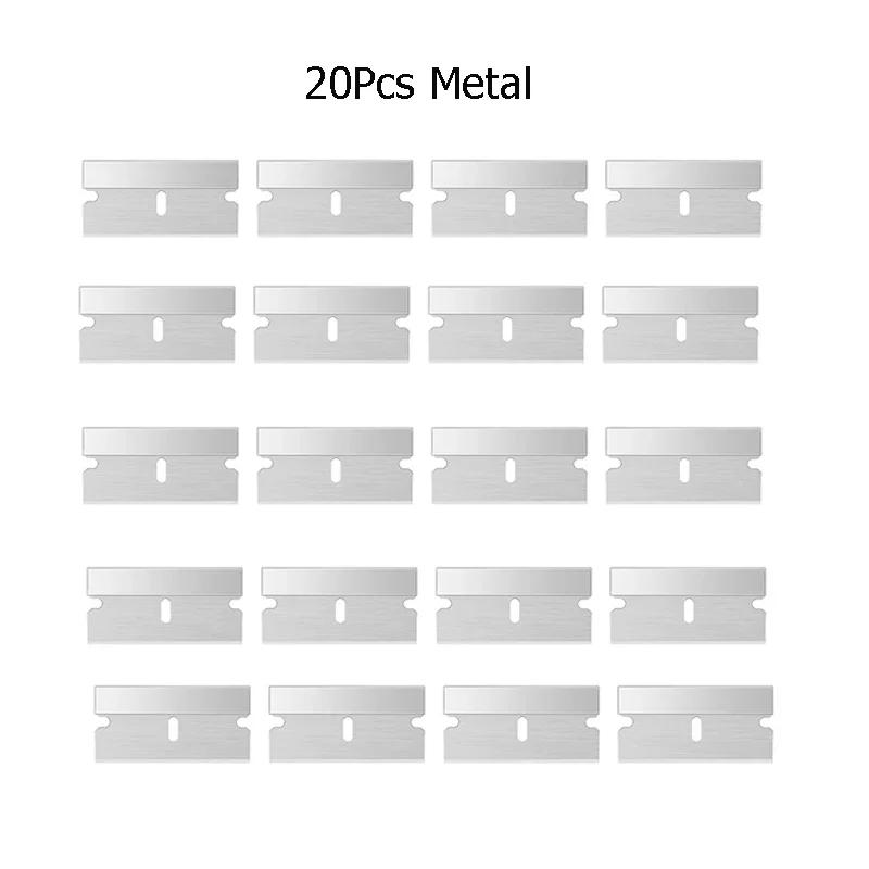 20Pcs Razor Scraper Blades Plastic Scraper Replacement for Car Sticker Remover Decals Window Glass Clean Scraper Glue Remover