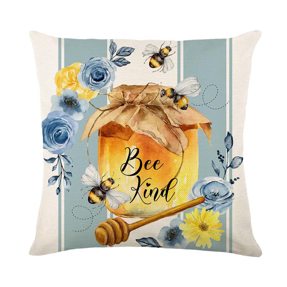New Polyester Printed Home Pillow Cover Cute Little Bee Letter Sofa Cushion Cover Bedside Pillow Cover