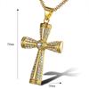 Religious Iced Out Bling Jesus Cross Pendants Gold Color Stainless Steel Zirconia Christian Necklaces For Women Men Jewelry