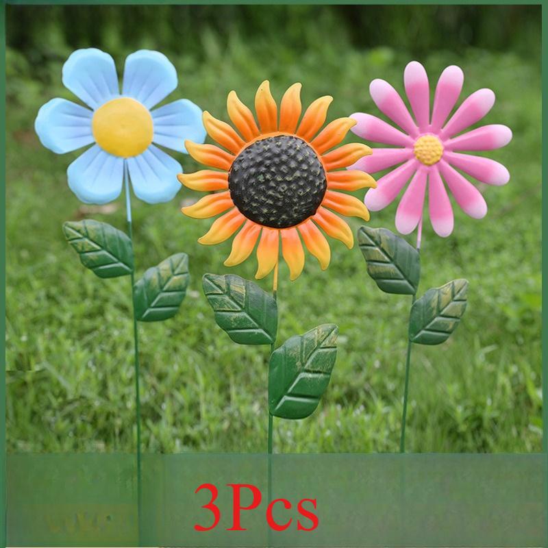 1 Stück Outdoor Garten Dekorative Ornamente Metall Eisen Sonnenblume Sonnenblume Bodenstecker