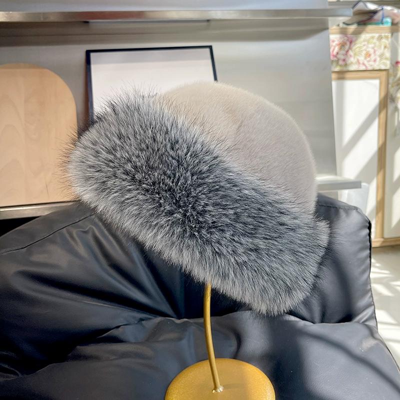 New Plush Mongolian Hat Women's Autumn and Winter Cold and Warm Northeast Basin Hat Ear Protection Hat Fox Hair Bucket Hat