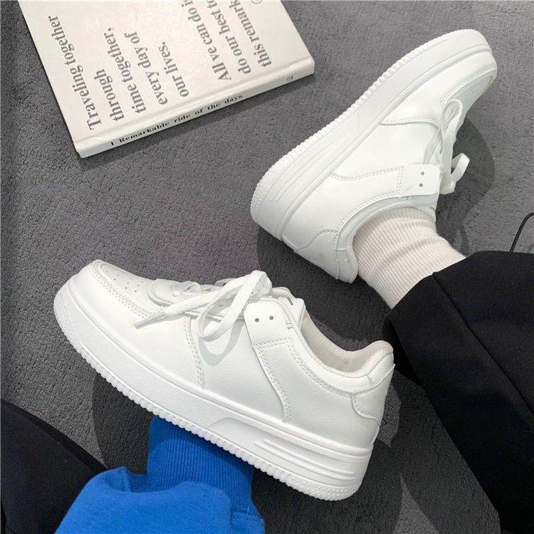 Sports Casual White Shoes for Women  New Lace Up Muffin Bottom Flat Sneakers Breathable Stylish Women's Shoes Wholesale