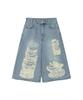 Teulimingbeodeu Scratch Damage Denim Shorts [ Blue ]