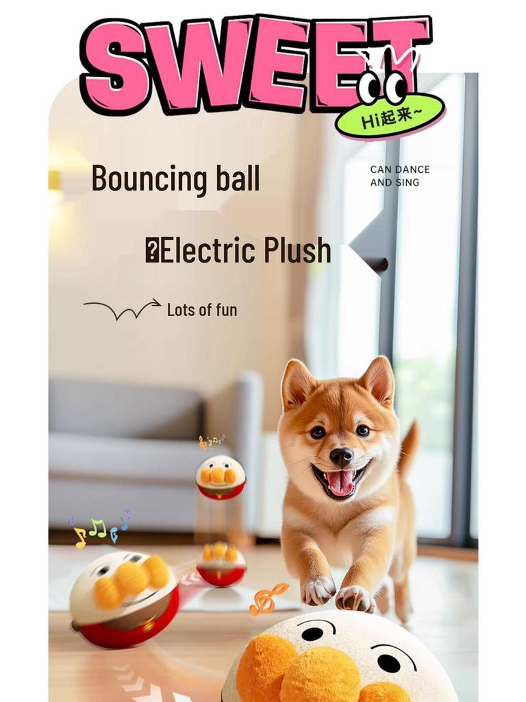 Electric Bouncing Dog Toy Ball - Self-Entertaining, Sounding, Durable, Teeth-Grinding for Puppies and Corgis