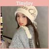 Pattern Letter Printing Beanie Knitted Cap For Women Windproof Breathable Warm