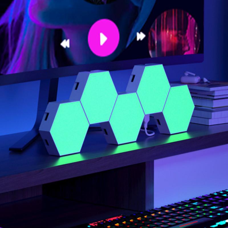 RGB Sechseckige Quantenlampe E-Sport Fantasy Atmosphäre Lampe Schlafzimmer Dekoration LED Wabenlicht