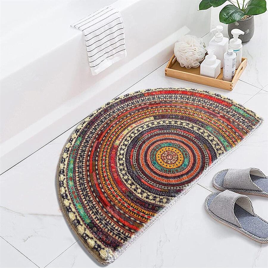 Entrance Door Carpet Semi-circular Bedroom Carpet Soft and Non Slip Bathroom Mat Door Mat