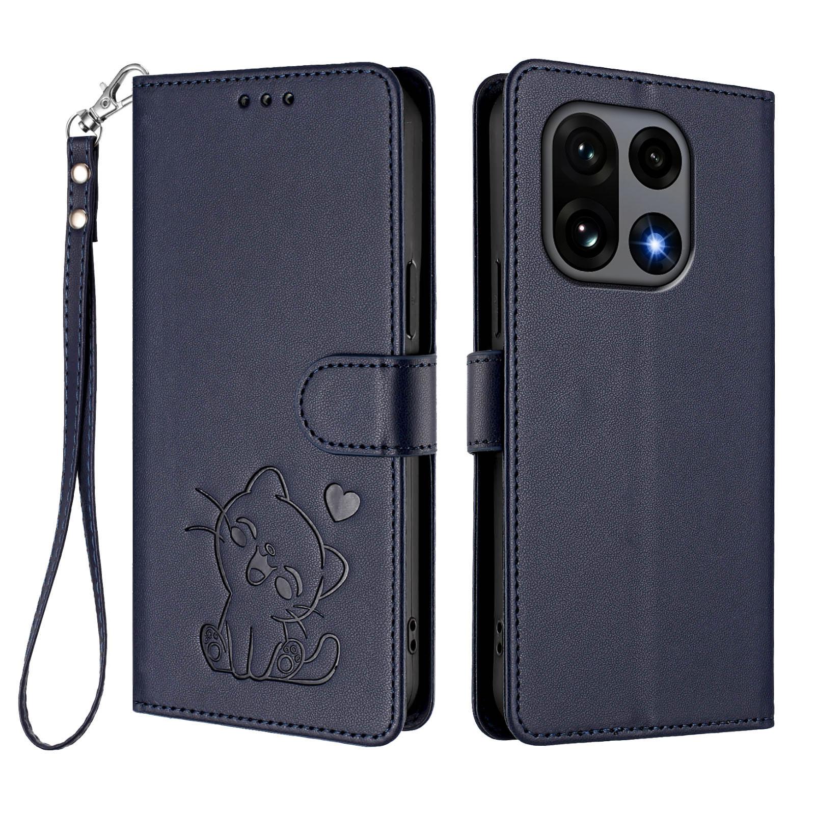 

For OnePlus 15 5G Wallet Case with Wrist Strap Love Cat Pattern Imprint Leather Phone Cover