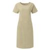 Women's Casual Color Stitching Short Sleeve Round Neck Large Swing Loose Pocket Cotton And Linen Dress