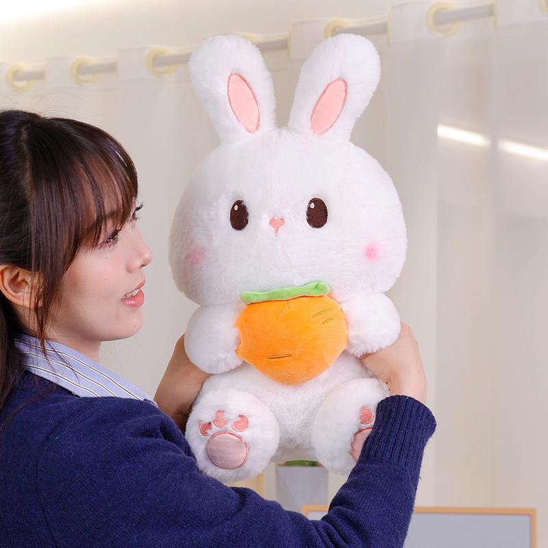Kawaii Rabbit Plush Pillow Cartoon Bunny Hold Carrot Strawberry Dolls Stuffed Soft Pillow Animal Cushion Birthday Christmas Gift